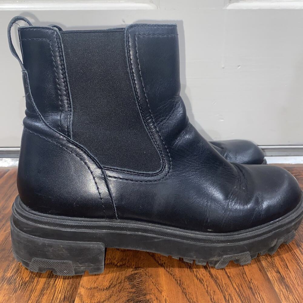 HOUSE OF HARLOW 1960 Sz 10 Leather Combat Boots Military Goth Grunge Platform
